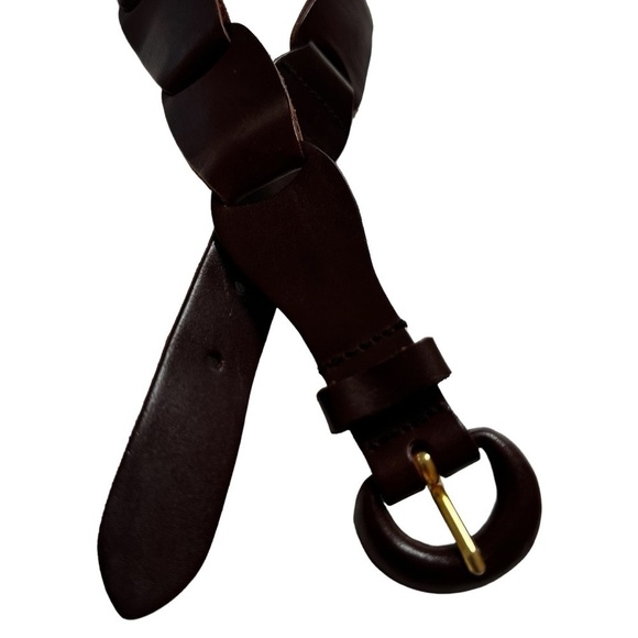 Brown Italian Leather Women's Looped Belt, Medium - Picture 2 of 13